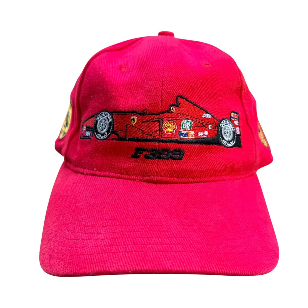 Vintage 1999 Ferrari F399 F1 Racing Hat Red Embroidered Scuderia Shield Cap